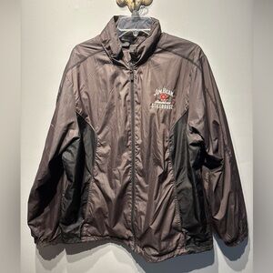 Jim Beam Charcoal Windbreaker Zip-Away Hood Full Zip Long Sleeve Lined Mens SzXL
